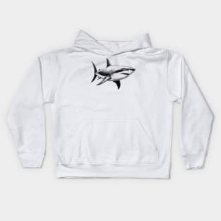 Stick Figure of a Shark in Black Ink Kids Hoodie